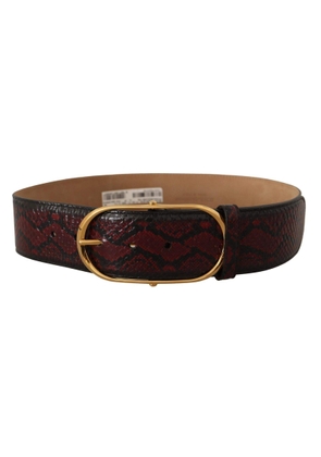 Dolce & Gabbana Red Exotic Leather Gold Oval Buckle Belt - 75 cm / 29,5 Inches