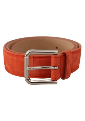 Dolce & Gabbana Orange Leather Suede Silver Logo Metal Buckle Belt - 75 cm / 29,5 Inches