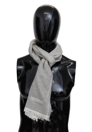 Elegant Beige Wool Scarf with Embroidery Detail