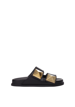 Valentino Garavani Black Leather Slippers Sandals - EU36/US6