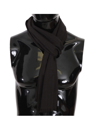Dolce & Gabbana  Brown Virgin Wool Striped Pattern Wrap Scarf
