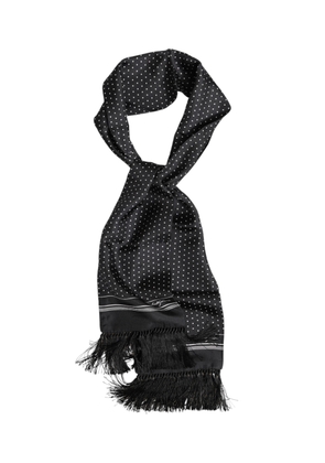 Black White Polka Dot Fringes Foulard Scarf