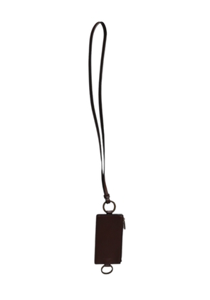 Brown Calf Leather Lanyard Logo Card Holder Wallet