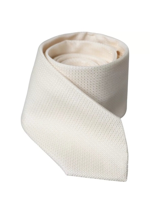 Off White Patterned Silk Classic Adjustable Tie