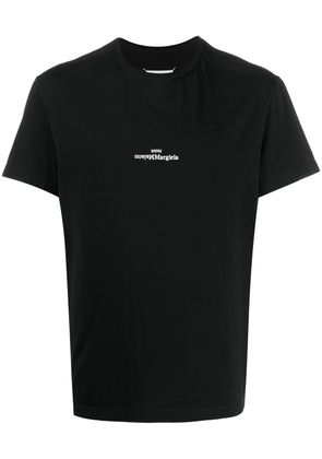 distorted-logo cotton T-shirt - 48 White/ Black Embroidery