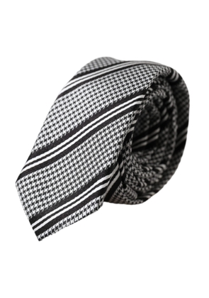 Black White Stripes Silk Adjustable Tie