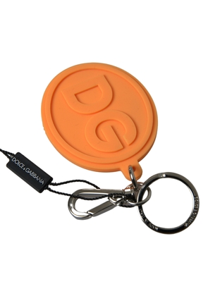 Dolce & Gabbana Orange Rubber DG Logo Gold Brass Metal Keychain