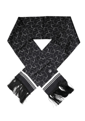 Black Patterned Skinny Fringes Shawl Scarf