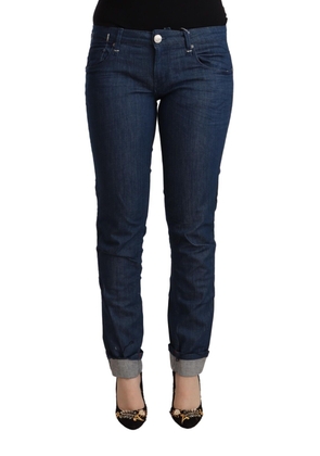 Acht Blue Cotton Low Waist Skinny Denim Folded Hem Jeans - W26
