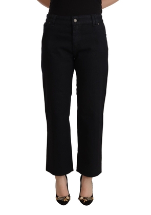 John Galliano Black Cotton Flared Cropped High Waist Denim Jeans - W30