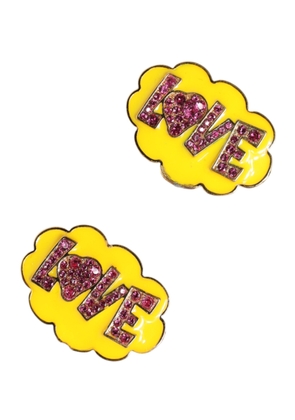 Dolce & Gabbana Gold Brass LOVE Cartoon Crystal Clip-On Jewelry  Earrings