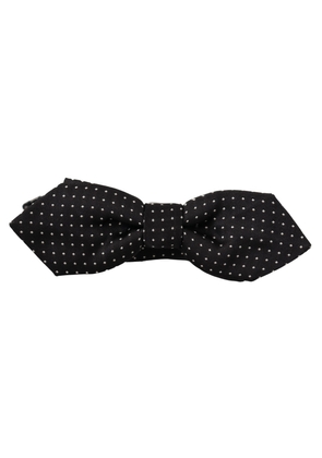 Dolce & Gabbana Black White Polka Dot Adjustable Neck Papillon Bow Tie