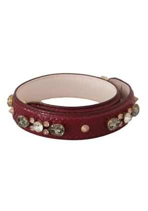 Dolce & Gabbana Bordeaux Leather Crystals Bag Shoulder Strap