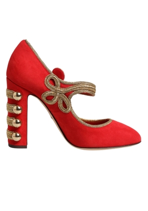 Dolce & Gabbana Red Embellished MARY JANES Pumps  Shoes - EU37/US6.5