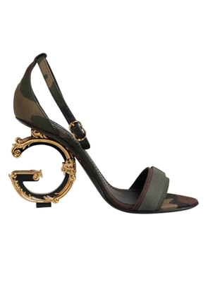 Dolce & Gabbana Multicolor DG Logo Heels Camouflage Sandals Shoes - EU36/US5.5
