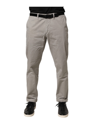 Jeckerson Gray Cotton Stretch Tapered Fit Men Chino Trouser Pants - W38