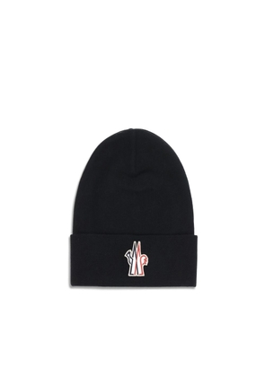 Moncler Grenoble Black Fleece Wool Beanie - UNI