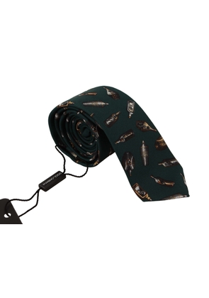 Dolce & Gabbana Black Bottle Fantasy Print Silk Adjustable Accessory Tie