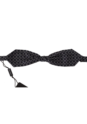 Dolce & Gabbana Black White Round 100% Silk Neck Papillon  Tie
