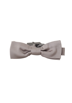 Dolce & Gabbana Silver 100% Silk Slim Adjustable Neck Papillon Tie