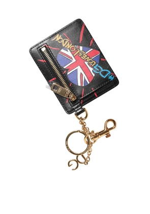 Dolce & Gabbana Black Leather #DGLovesLondon Cardholder Coin Case Keyring