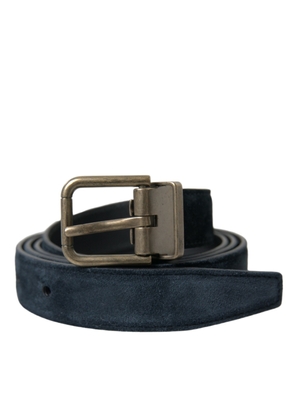 Dolce & Gabbana Blue Suede Leather Gold Metal Buckle Belt - 105 cm / 42 Inches