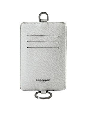 White Calf Leather Lanyard Logo Card Holder Wallet