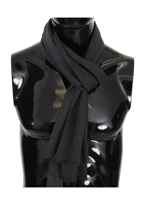 Dolce & Gabbana  Gray 100% Wool Striped Pattern Wrap Scarf