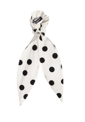 Dolce & Gabbana Scrunchie White Cotton Polka Dot Scarf Tie Accessory Hair