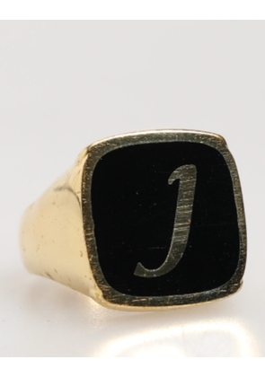 Dolce & Gabbana Gold-Tone Real Brass Black Enamel 'J' Adjustable Rings
