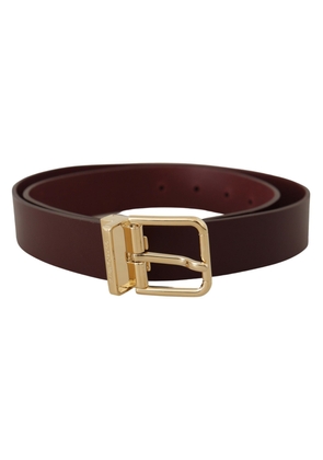 Dolce & Gabbana Maroon Vitello Leather Gold Metal Buckle Belt - 90 cm / 36 Inches