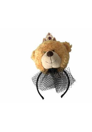 Brown Teddy Bear Gold Crystal Crown Hair Band Diadem