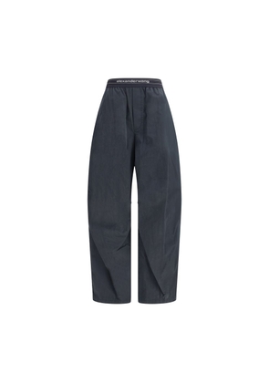 Trousers with elastic waistband and contrasting jacquard logo - S