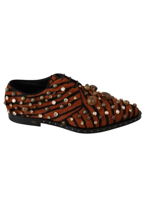 Tiger Pattern Crystal Embellished Flats - EU40/US9.5