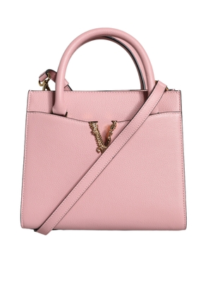 Pink Small Top Handle Grainy Calf Leather Crossbody Bag