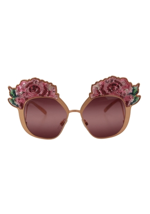 Dolce & Gabbana Pink Gold Rose Sequin Embroidery DG2202 Sunglasses