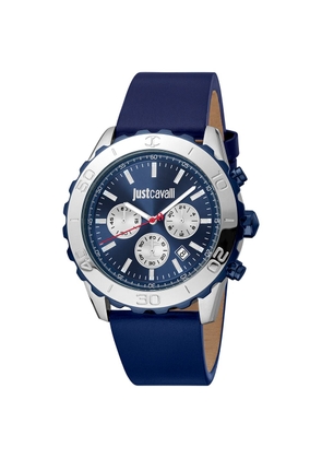 Just Cavalli Blue Leather Sport Watch