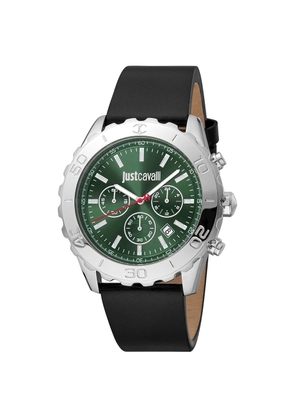 Just Cavalli Black Leather Dress Watch