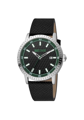 Just Cavalli Black Leather Dress Watch