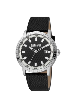 Just Cavalli Black Leather Dress Watch