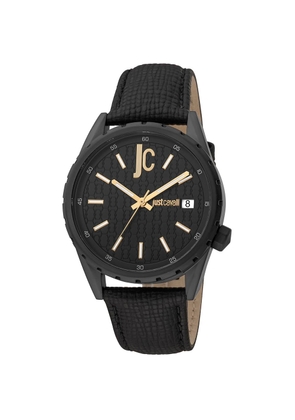 Just Cavalli Black Leather Dress Watch