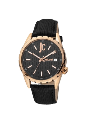 Just Cavalli Black Leather Dress Watch