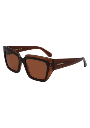 Ferragamo Brown Acetate Sunglasses