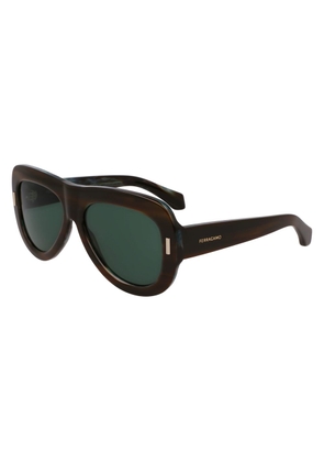 Ferragamo Green Acetate Sunglasses