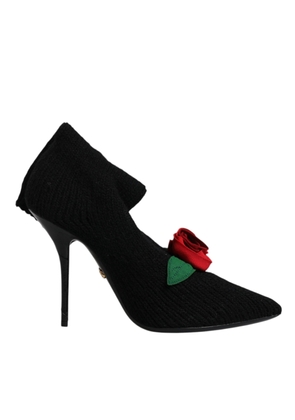 Black Stiletto Heels Mid Calf Boots Shoes - EU38/US7.5