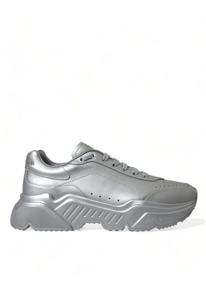 Dolce & Gabbana Silver DAYMASTER Leather Men Casual Sneakers Shoes - EU40/US7