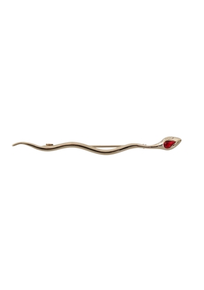 Dolce & Gabbana Silver Brass Crystal Spilla Serpente Brooch Pin