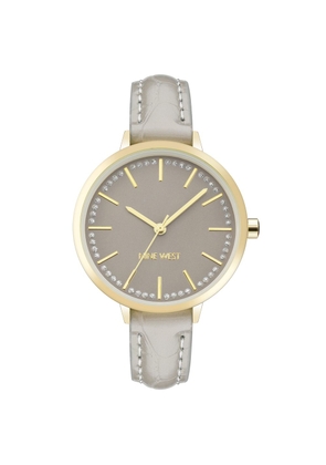 Nine West Gray Leather Dress Watch