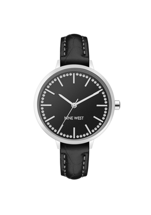 Nine West Black Leather Dress Watch