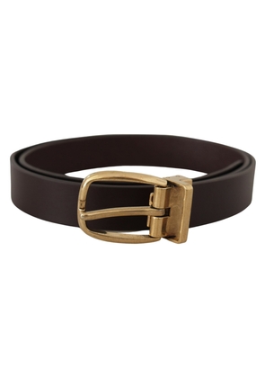 Dolce & gabbana Dark Brown Calf Leather Gold Tone Metal Buckle - 85 cm / 34 Inches